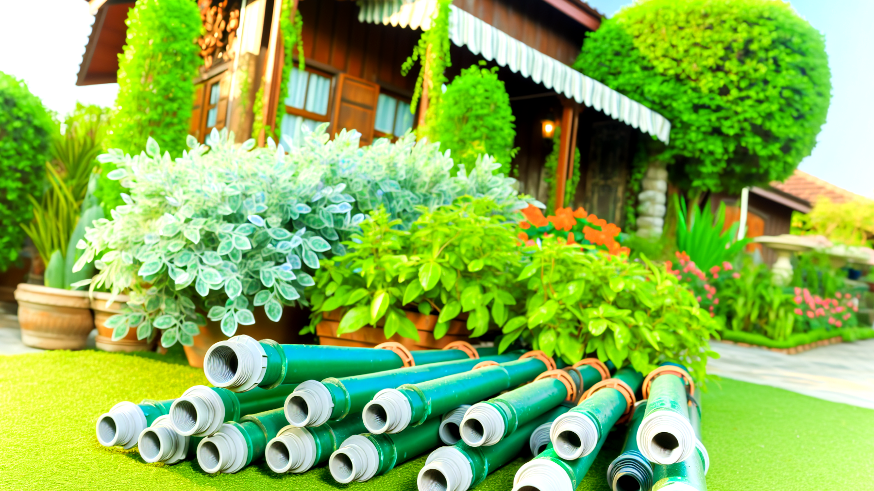 tubi per irrigazione avvolgitubo giardino ordinato"